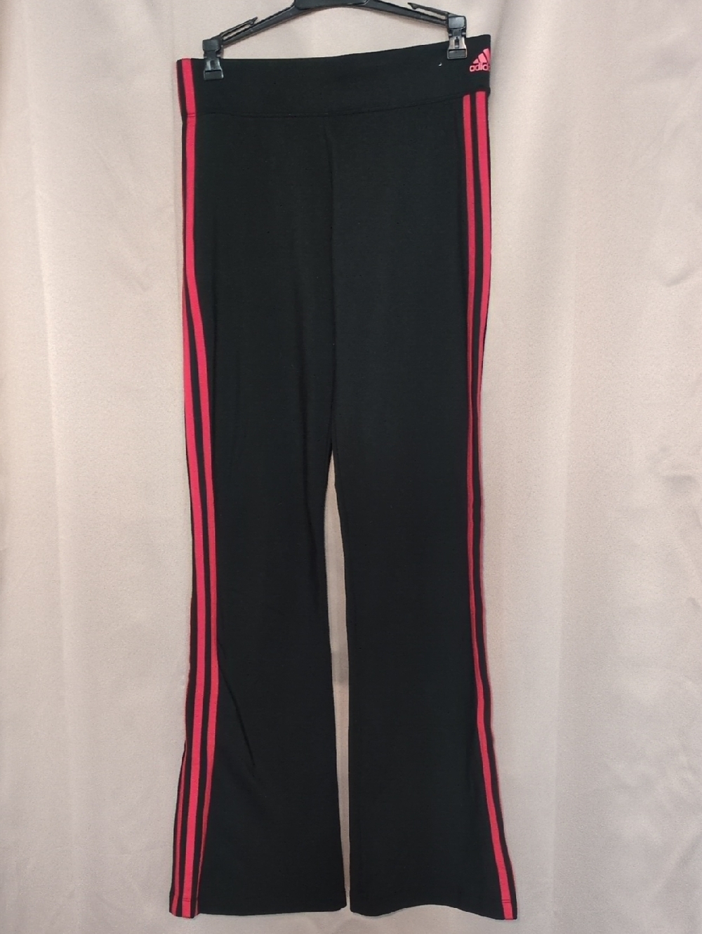 adidas Black Pants with Pink Triple Stripes
